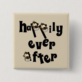 Bóton Quadrado 5.08cm Feliz botão para sempre