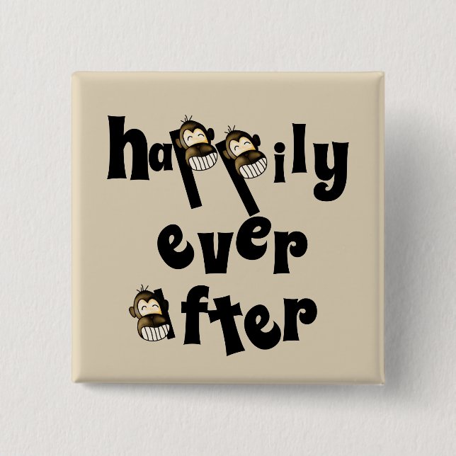 Bóton Quadrado 5.08cm Feliz botão para sempre (Frente)