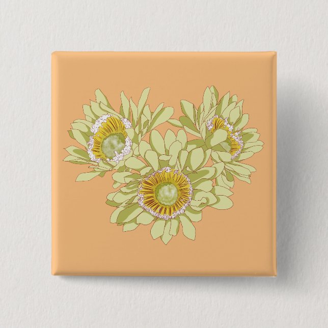 Bóton Quadrado 5.08cm Feliz com o botão (Frente)