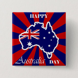 Bóton Quadrado 5.08cm Feliz Dia da Austrália - Bandeira do mapa austral