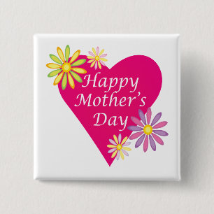 Bóton Quadrado 5.08cm Feliz dia das mães