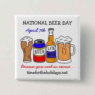 Bóton Quadrado 5.08cm Feliz Dia Nacional da Cerveja - 7 de abril