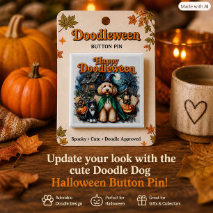 Bóton Quadrado 5.08cm Feliz Doodleween Doodle Mães Cachorro Fofo de Hall