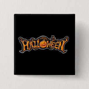 Bóton Quadrado 5.08cm Feliz Halloween Olho de Rubi Abóbora Moldura de Pr