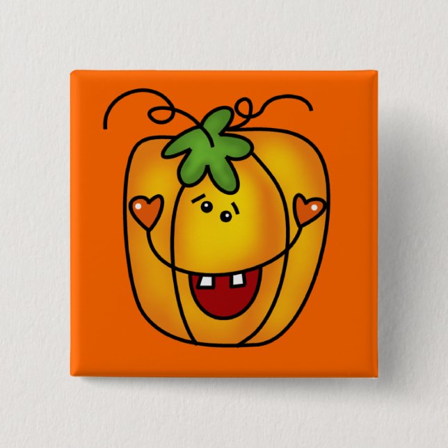 Bóton Quadrado 5.08cm Feliz Jack O Lanterna Camisetas e presentes (Frente)