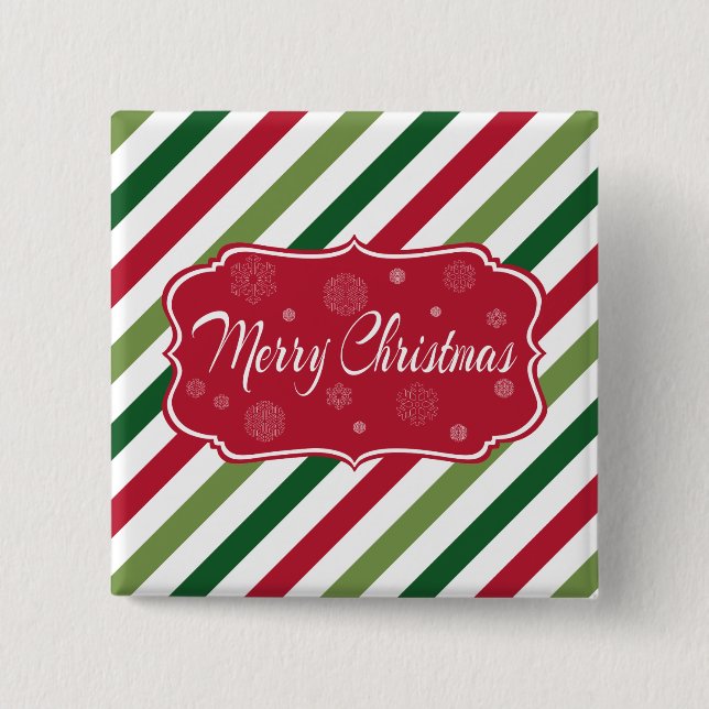 Bóton Quadrado 5.08cm Feliz Natal (Frente)