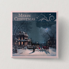 Bóton Quadrado 5.08cm Feliz Natal do vintage