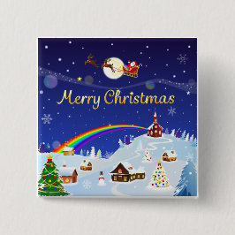 Bóton Quadrado 5.08cm Feliz Natal na Lua Cheia