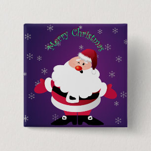 Bóton Quadrado 5.08cm Feliz Natal Papai Noel
