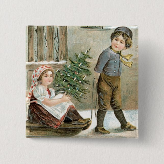Bóton Quadrado 5.08cm Feliz Natal para Você! (Frente)