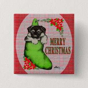 Bóton Quadrado 5.08cm Feliz Natal Puppy