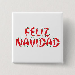 Bóton Quadrado 5.08cm Feliz Navidad Red Chile Pepper