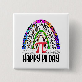 Bóton Quadrado 5.08cm Feliz Pi Day Mathematicopard Rainbow