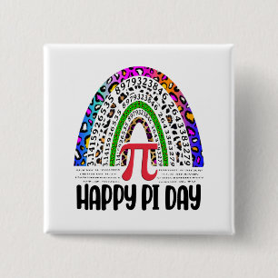 Bóton Quadrado 5.08cm Feliz Pi Day Mathematicopard Rainbow