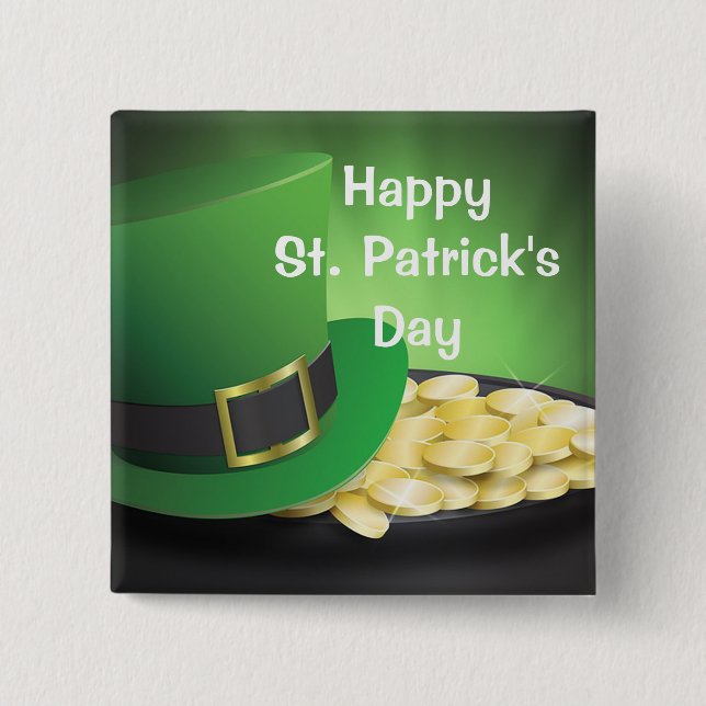 Bóton Quadrado 5.08cm Feliz Rua, Dia de Patrick (Frente)