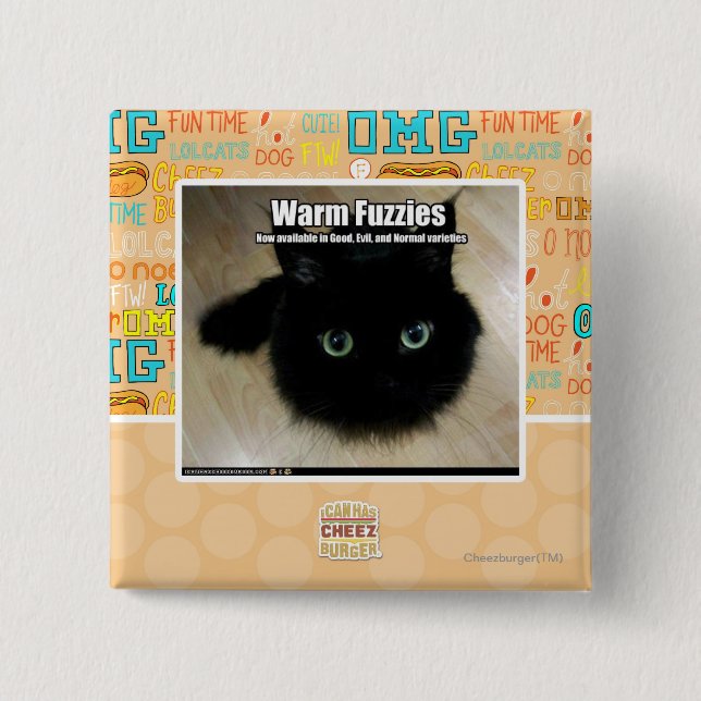 Bóton Quadrado 5.08cm Felpudos mornos (Frente)