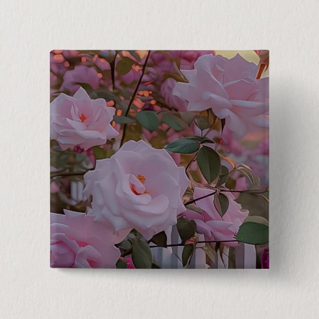 Bóton Quadrado 5.08cm Feminine rose button  (Frente)