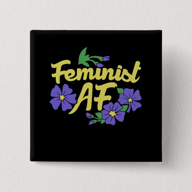 Bóton Quadrado 5.08cm Feminista AF (Frente)
