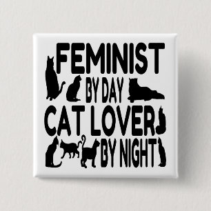 Bóton Quadrado 5.08cm Feminista do Cat Lover
