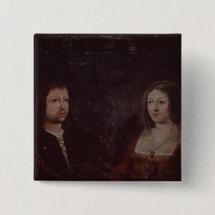 Bóton Quadrado 5.08cm Ferdinand II de Aragon e de Isabella mim do