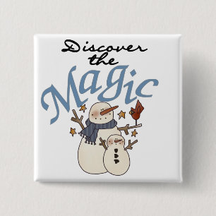 Bóton Quadrado 5.08cm Feriado de Natal Mágico do Snowman