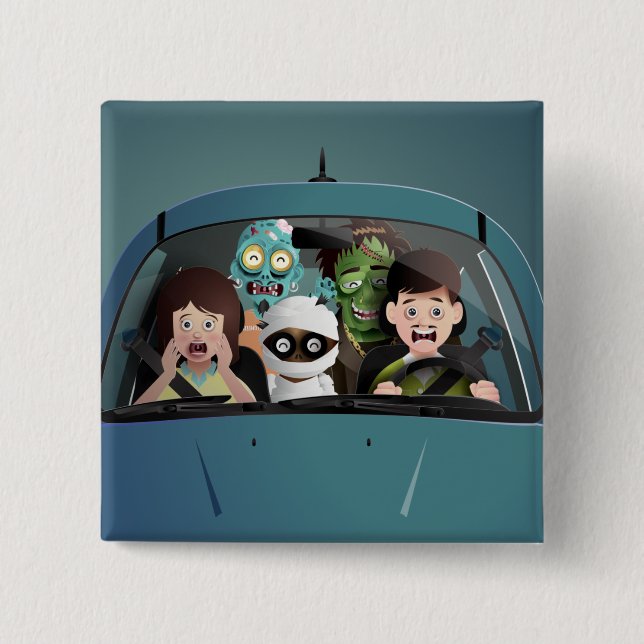 Bóton Quadrado 5.08cm Férias Familiares Engraçadas Pesadelos (Frente)