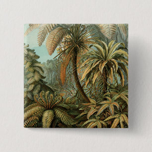 Bóton Quadrado 5.08cm Ferns Palm Tree Arte Botânica Antica
