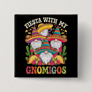Bóton Quadrado 5.08cm Festa Com Meus Gnomigos Gnome Cinco De Maio