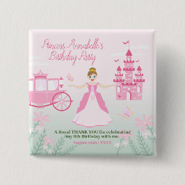 Bóton Quadrado 5.08cm Festa de aniversário de Fantasia Princesa Rosa