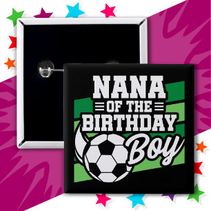 Bóton Quadrado 5.08cm Festa de futebol infantil Nana do menino de aniver