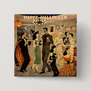 Bóton Quadrado 5.08cm Festa de Martini de Halloween dos Anos 40 Retro de