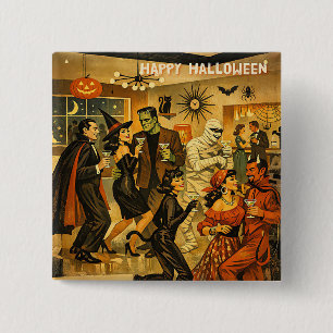 Bóton Quadrado 5.08cm Festa de Martini de Halloween dos Anos 50 no Estil