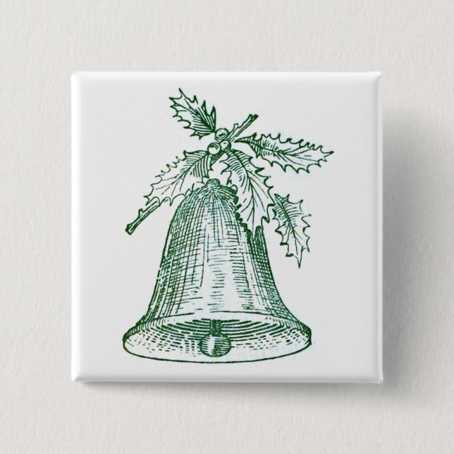 Bóton Quadrado 5.08cm Festa de Natal com Holly (Frente)