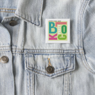Bóton Quadrado 5.08cm Festa de Quarteirão de Verão Tipo Retro Evento de
