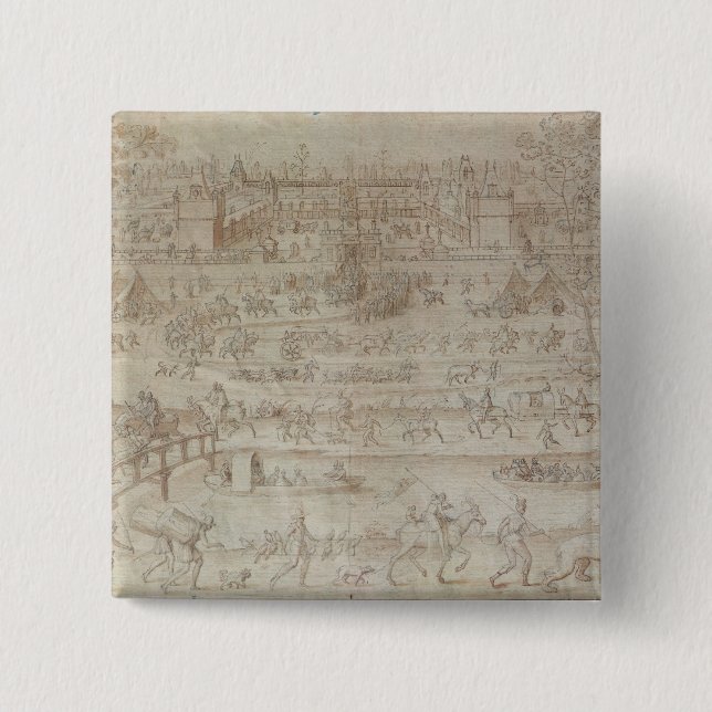 Bóton Quadrado 5.08cm Festival no d'Anet do castelo (Frente)