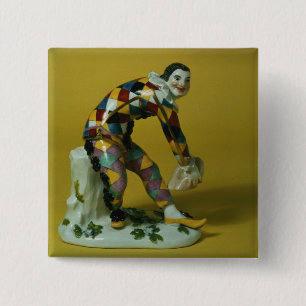 Bóton Quadrado 5.08cm Figura de Meissen do Harlequin, c.1750
