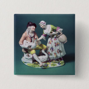 Bóton Quadrado 5.08cm Figura de um vendedor das aves domésticas, c.1750