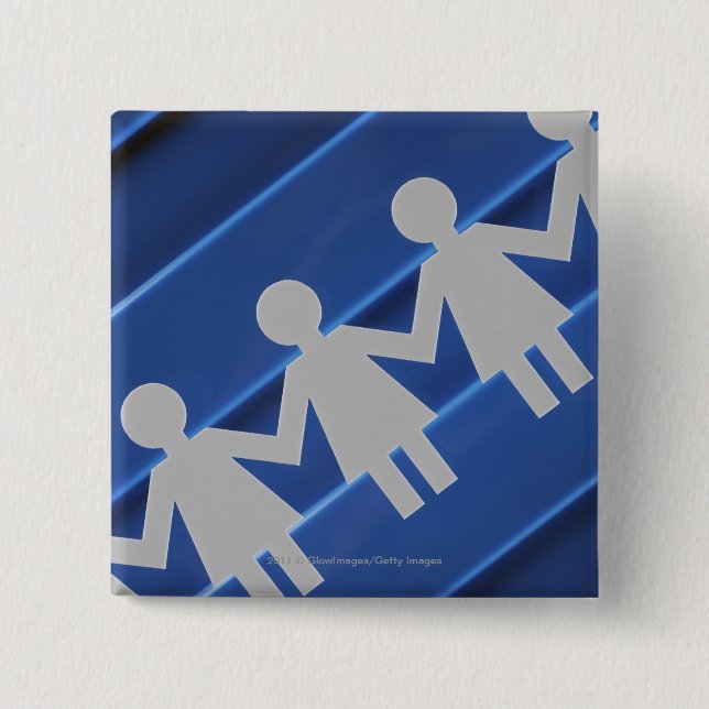 Bóton Quadrado 5.08cm Fim-acima das bonecas chain de papel (Frente)