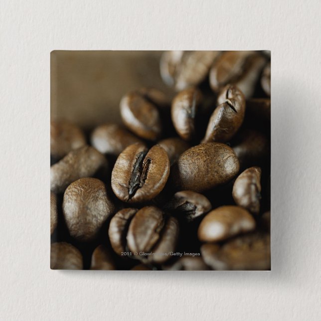 Bóton Quadrado 5.08cm Fim-acima de feijões de café (Frente)