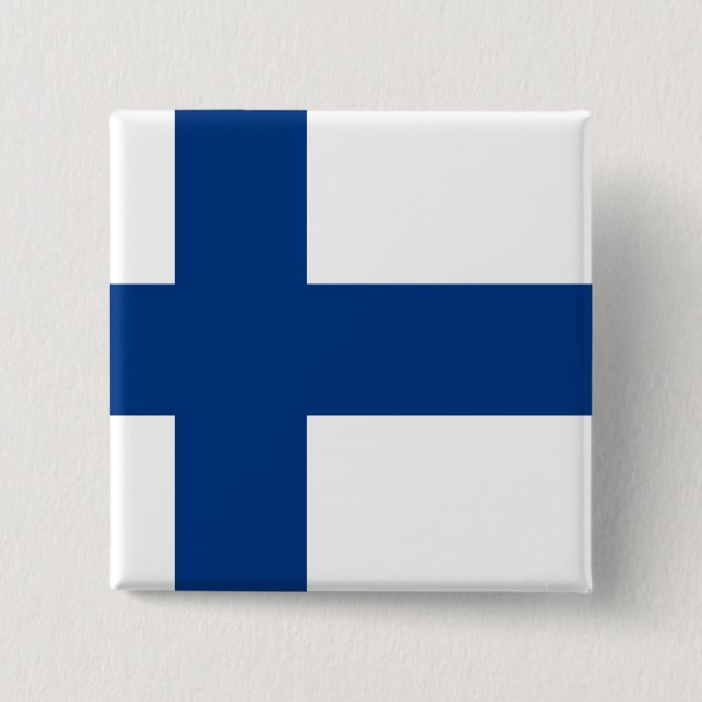 Bóton Quadrado 5.08cm Finlândia (finlandês) Flag (Frente)