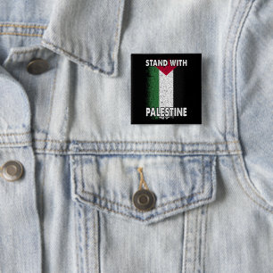 Bóton Quadrado 5.08cm Fique com a bandeira palestina livre da Palestina