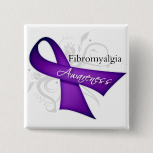 Bóton Quadrado 5.08cm Fita de Rolo - Conscientização da Fibromialgia