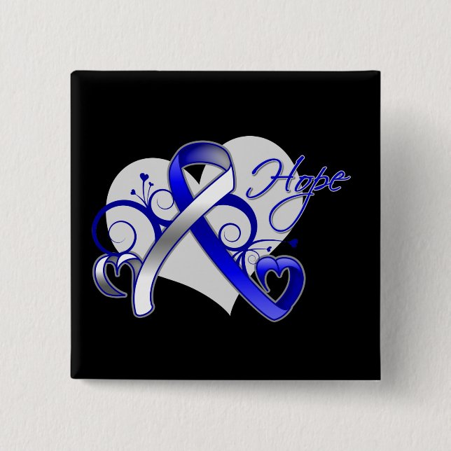 Bóton Quadrado 5.08cm Fita Floral Esperança - Febre ALS (Frente)