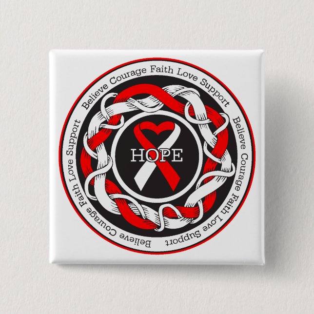 Bóton Quadrado 5.08cm Fita Interligada MDS Hope (Frente)