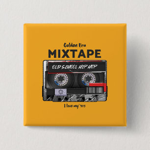 Bóton Quadrado 5.08cm Fita Mista Era Dourada 90's Vibes de Hip-Hop Old S