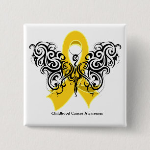 Bóton Quadrado 5.08cm Fita tribal da borboleta do cancer da infância