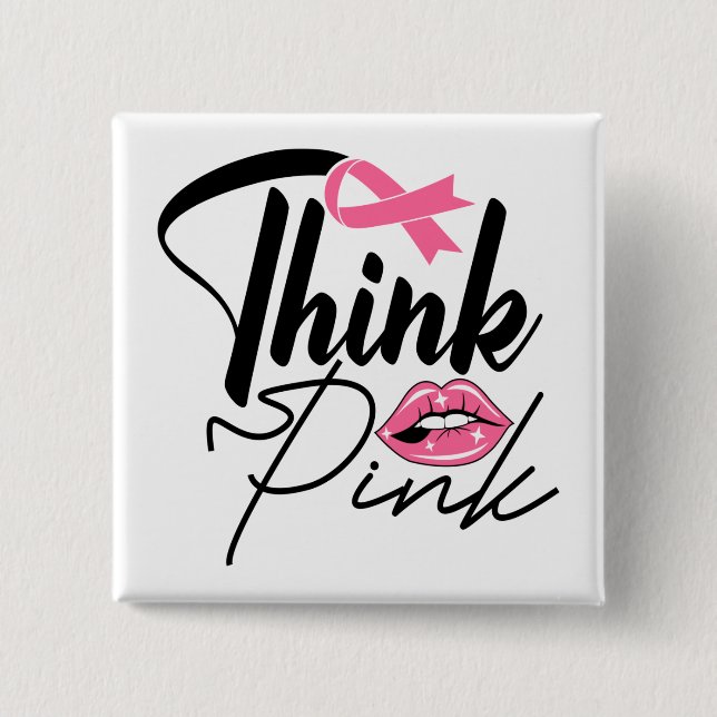 Bóton Quadrado 5.08cm Fivela de Sobrevivência da Fita Rosa com Cancer da (Frente)