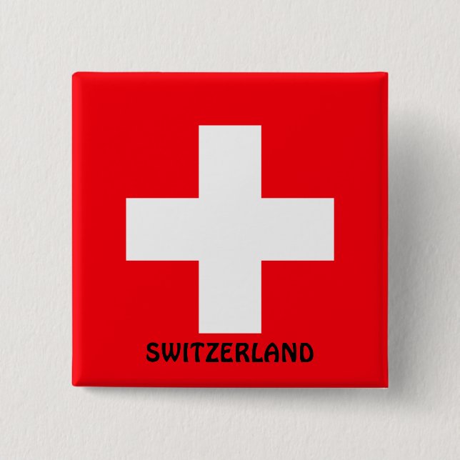 Bóton Quadrado 5.08cm Flag of Switzerland  (Frente)
