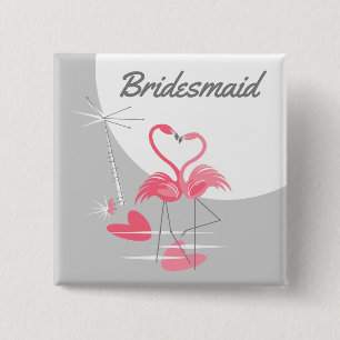 Bóton Quadrado 5.08cm Flamingo Love Large Moon Bridesmaid botão quadrad