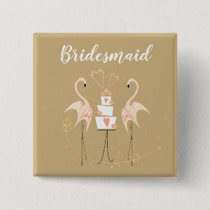 Bóton Quadrado 5.08cm Flamingo Wedding Bridesmaid Botão